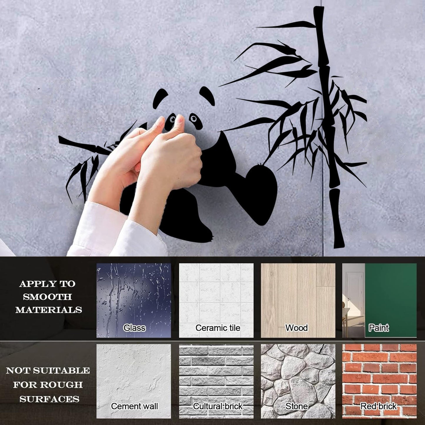 Wall Decals Panda Bamboo Kids Nursery Funny Animal Do Not Damage The Wall Surface