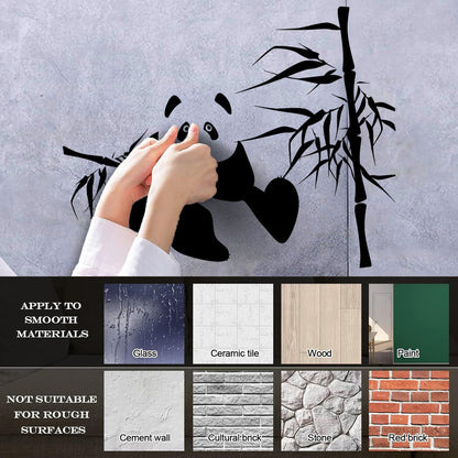 Wall Decals Panda Bamboo Kids Nursery Funny Animal Do Not Damage The Wall Surface