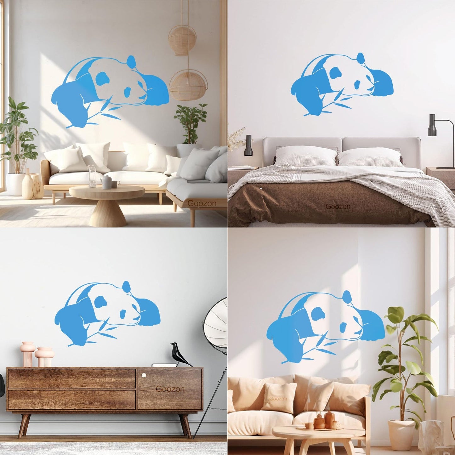 Vinyl Wall Decals Lazy Panda Funny Animal Bamboo Multi Color Selection