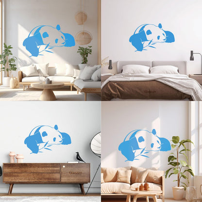 Vinyl Wall Decals Lazy Panda Funny Animal Bamboo Multi Color Selection