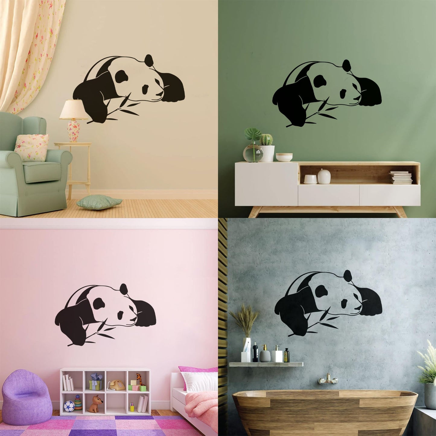 Vinyl Wall Decals Lazy Panda Funny Animal Bamboo Multi Color Selection