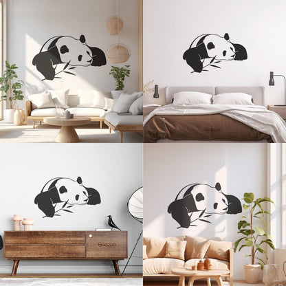 Vinyl Wall Decals Lazy Panda Funny Animal Bamboo Multi Color Selection