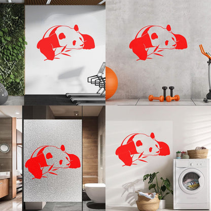 Vinyl Wall Decals Lazy Panda Funny Animal Bamboo Multi Color Selection