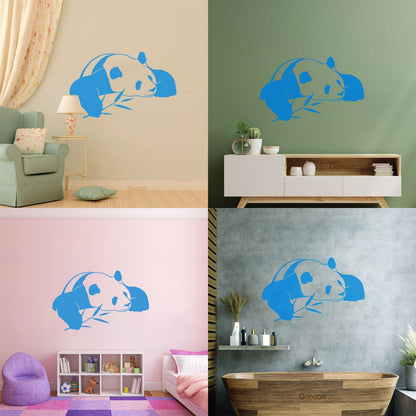 Vinyl Wall Decals Lazy Panda Funny Animal Bamboo Multi Color Selection