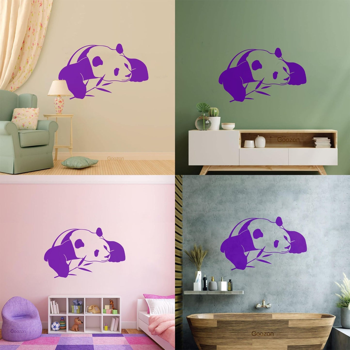 Vinyl Wall Decals Lazy Panda Funny Animal Bamboo Multi Color Selection
