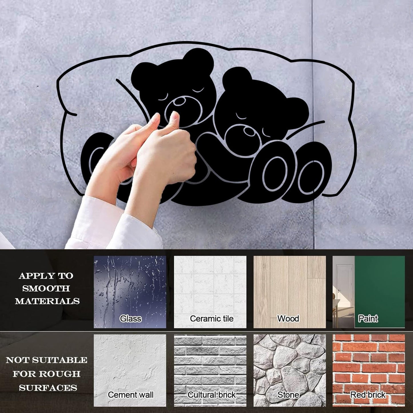 Wall Vinyl Sticker Decor Bear Children Animal Bedrooms Nursery Multiple Size Options