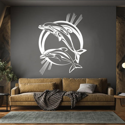 Engraving Decals Dolphins Marine Animals Ocean Store Decoration