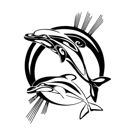 Engraving Decals Dolphins Marine Animals Ocean Store Decoration