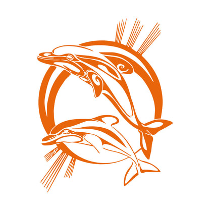 Engraving Decals Dolphins Marine Animals Ocean Store Decoration