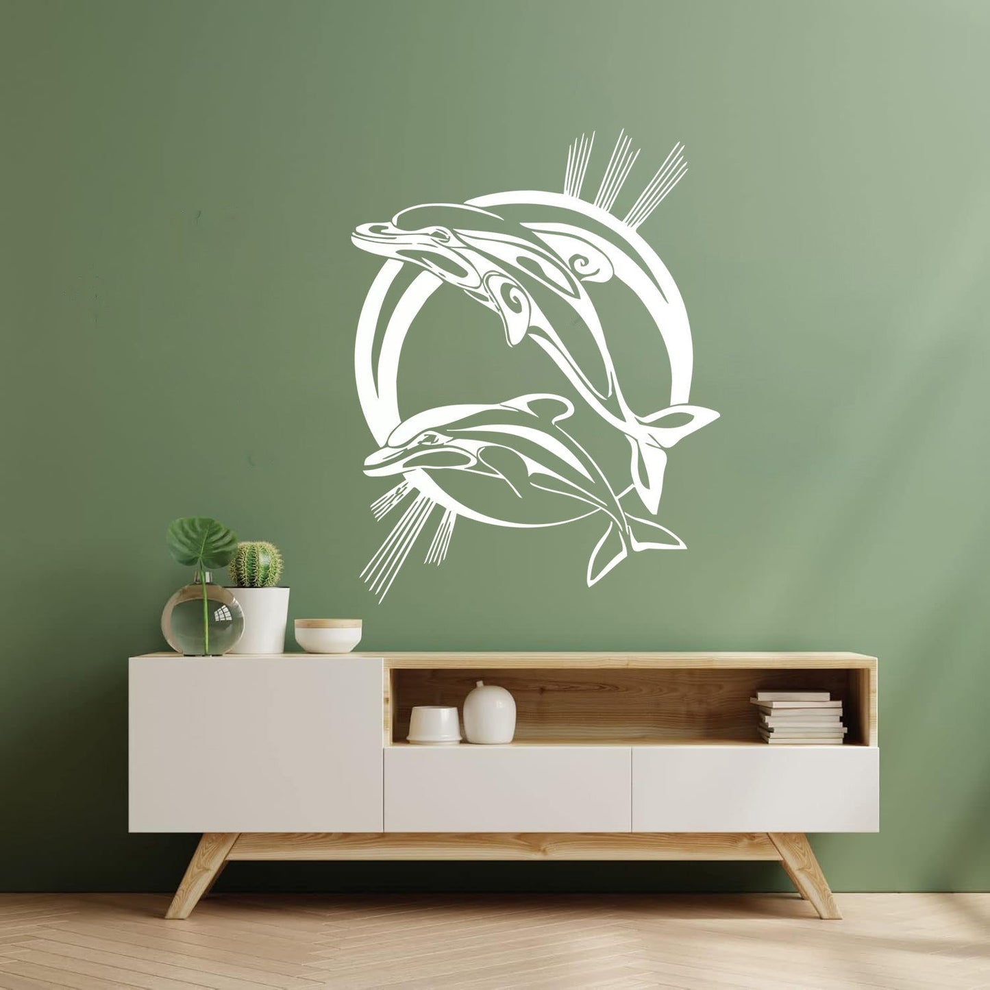 Engraving Decals Dolphins Marine Animals Ocean Store Decoration
