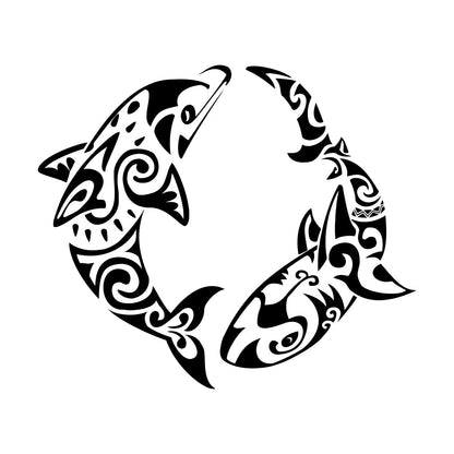 Wall Stickers Paster Paper Dolphin Versus Shark Sea Ocean Marine Animals Removable Without Leaving Glue