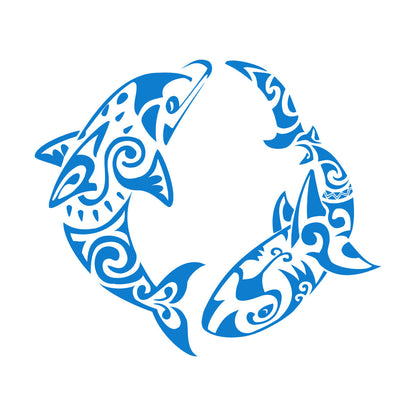 Wall Stickers Paster Paper Dolphin Versus Shark Sea Ocean Marine Animals Removable Without Leaving Glue