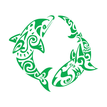 Wall Stickers Paster Paper Dolphin Versus Shark Sea Ocean Marine Animals Removable Without Leaving Glue