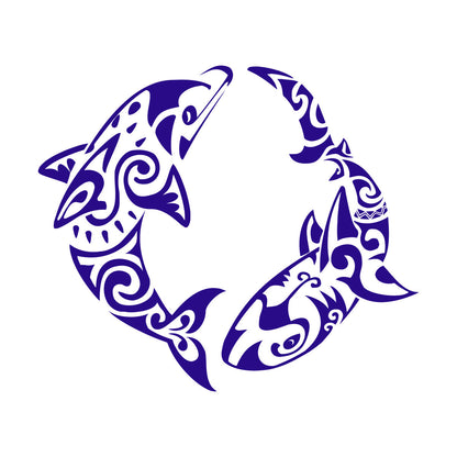 Wall Stickers Paster Paper Dolphin Versus Shark Sea Ocean Marine Animals Removable Without Leaving Glue