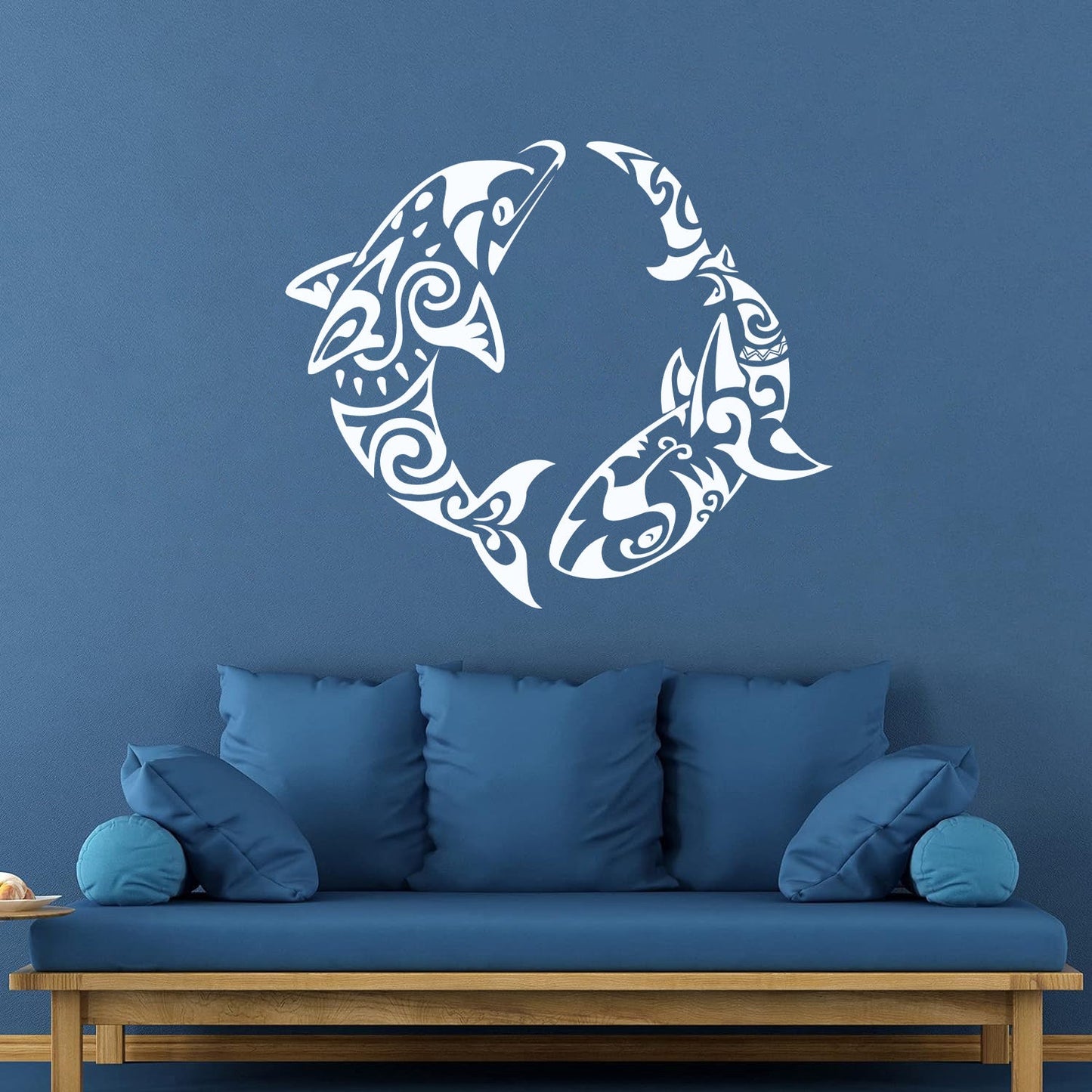 Wall Stickers Paster Paper Dolphin Versus Shark Sea Ocean Marine Animals Removable Without Leaving Glue