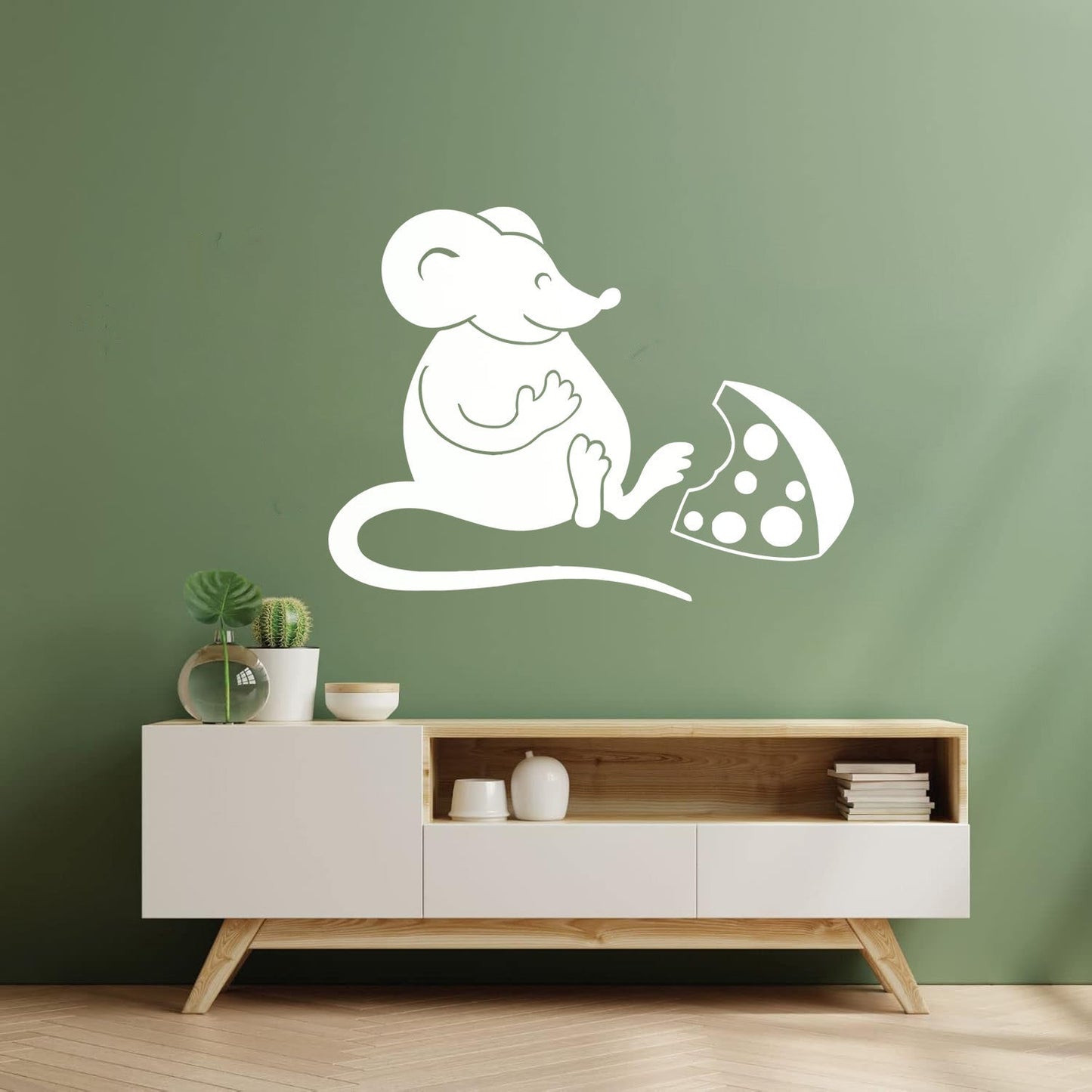 Wall Vinyl Sticker Decor Kitchen Mouse Cheese Funny Animal Store Decoration