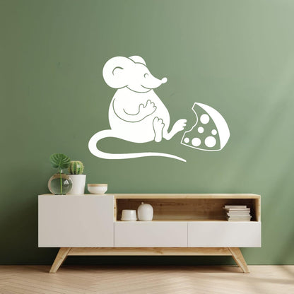 Wall Vinyl Sticker Decor Kitchen Mouse Cheese Funny Animal Store Decoration