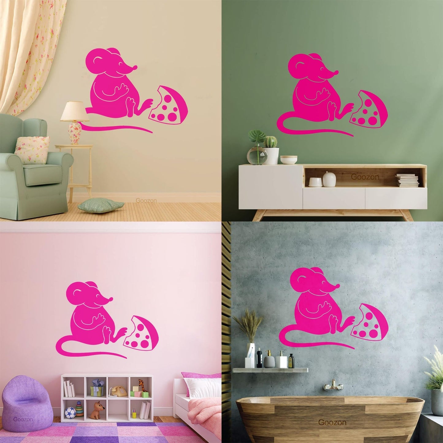 Wall Vinyl Sticker Decor Kitchen Mouse Cheese Funny Animal Store Decoration