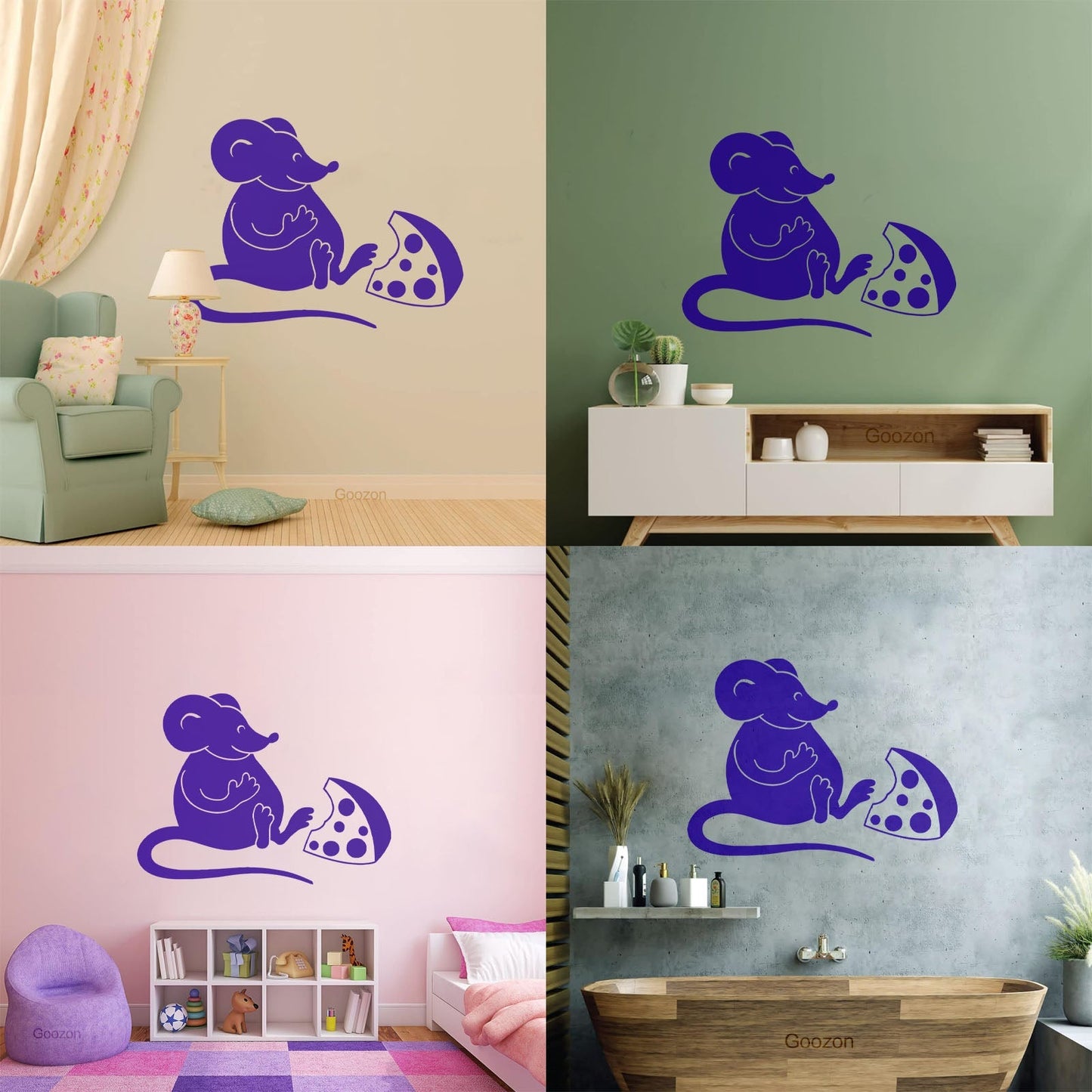 Wall Vinyl Sticker Decor Kitchen Mouse Cheese Funny Animal Store Decoration