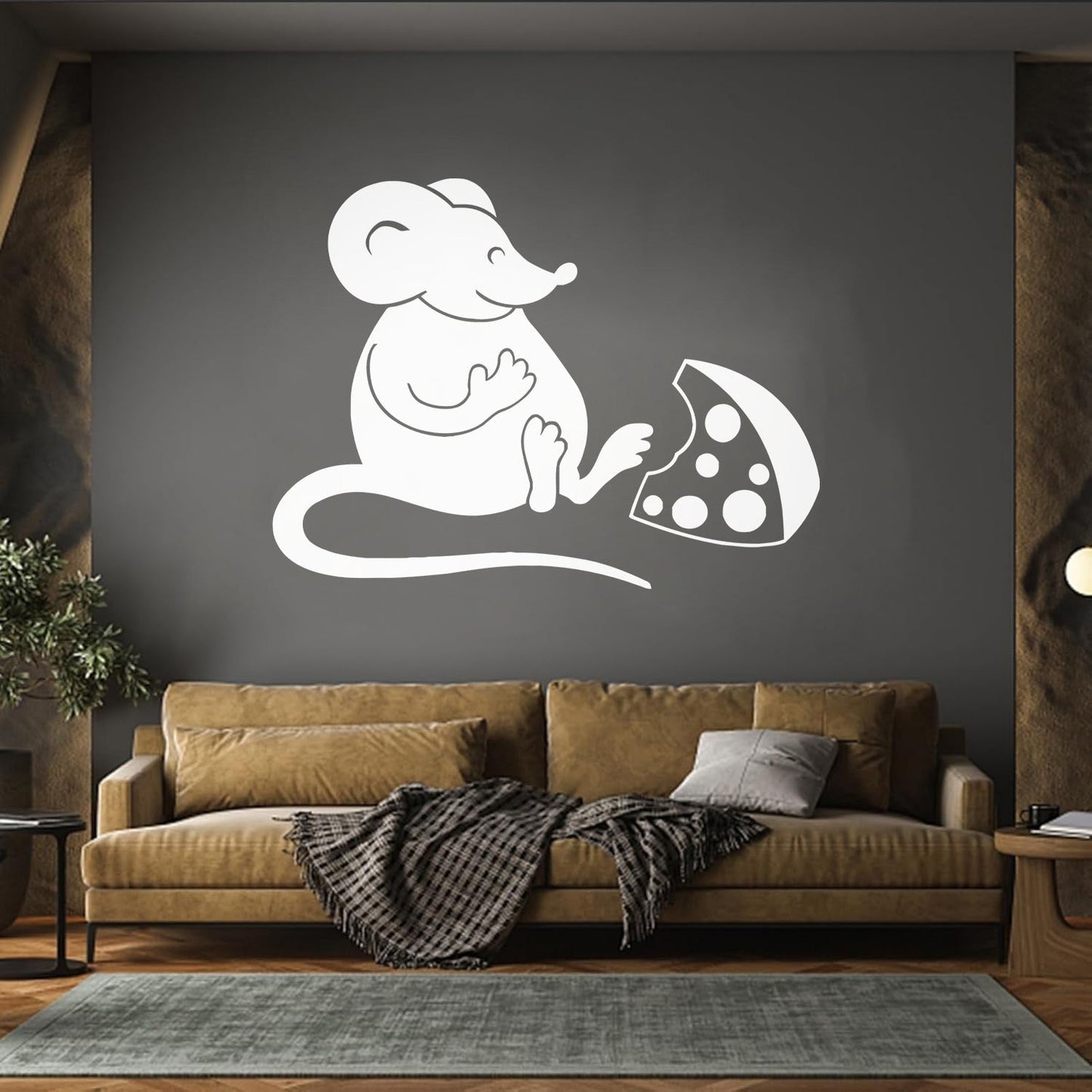 Wall Vinyl Sticker Decor Kitchen Mouse Cheese Funny Animal Store Decoration