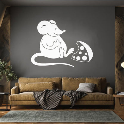 Wall Vinyl Sticker Decor Kitchen Mouse Cheese Funny Animal Store Decoration