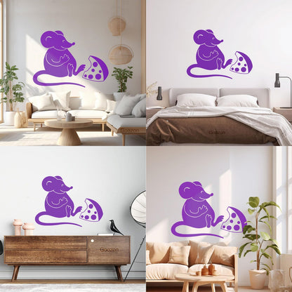 Wall Vinyl Sticker Decor Kitchen Mouse Cheese Funny Animal Store Decoration