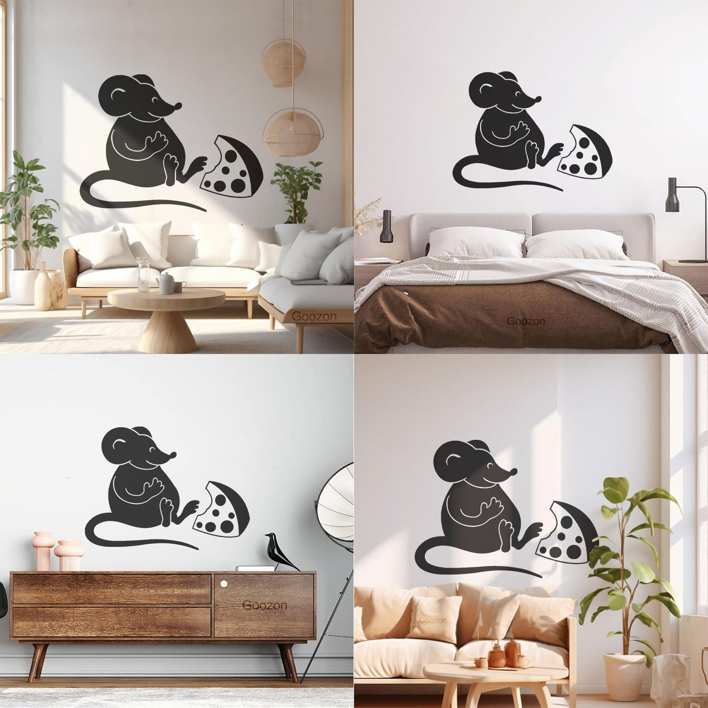Wall Vinyl Sticker Decor Kitchen Mouse Cheese Funny Animal Store Decoration