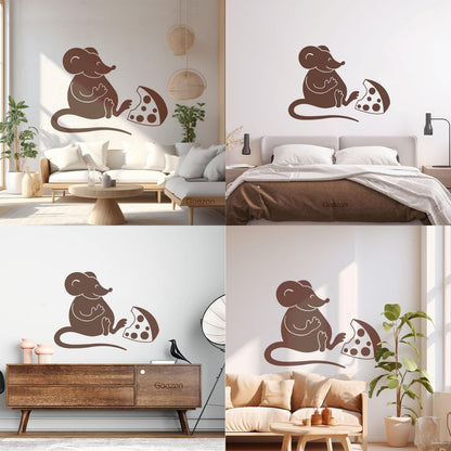 Wall Vinyl Sticker Decor Kitchen Mouse Cheese Funny Animal Store Decoration