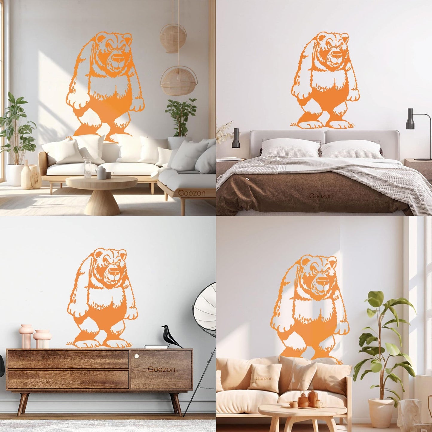 Engraving Stickers Funny Grizzly Bear Animal Kids Multi Color Selection