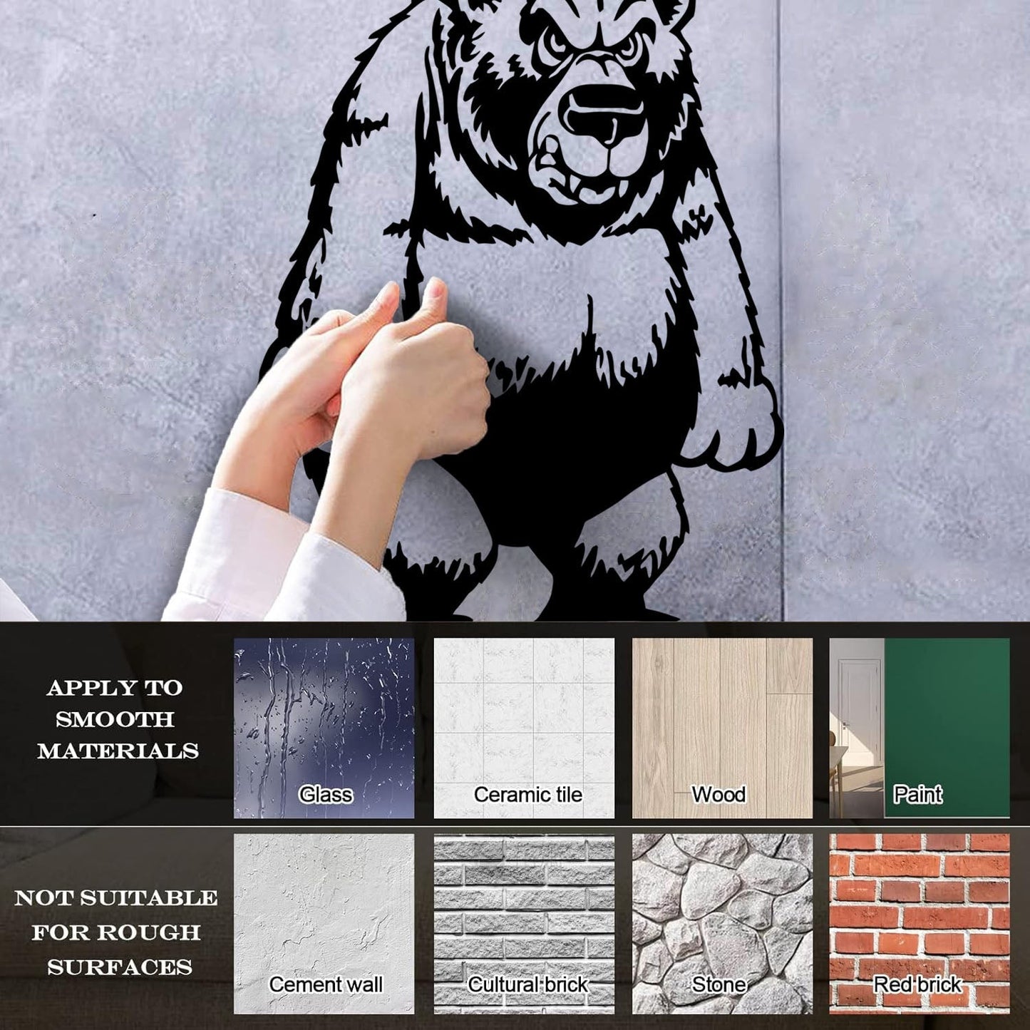 Engraving Stickers Funny Grizzly Bear Animal Kids Multi Color Selection