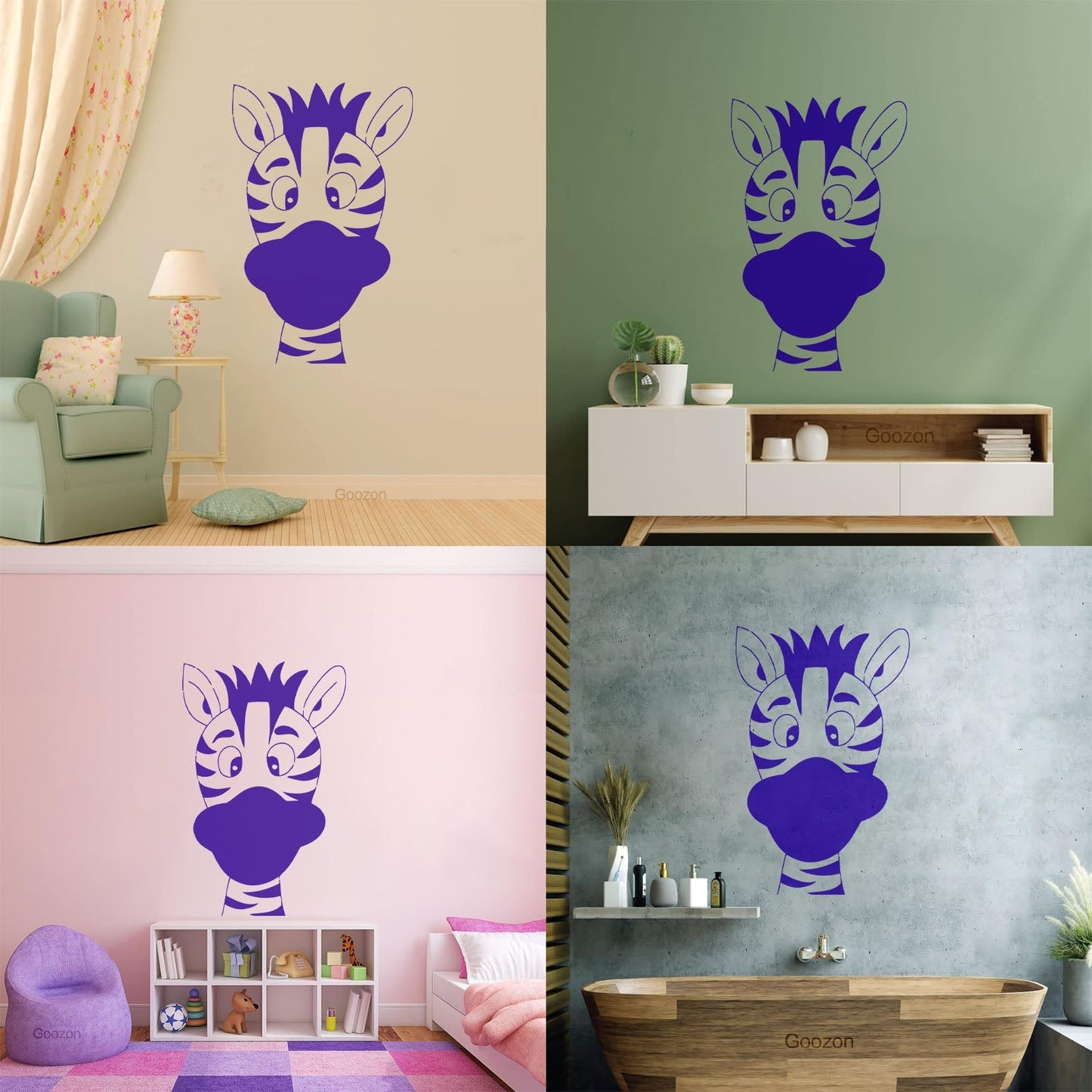 Funny Zebra Animal Kids Lettering Decals Equipped With Transfer Film Kit