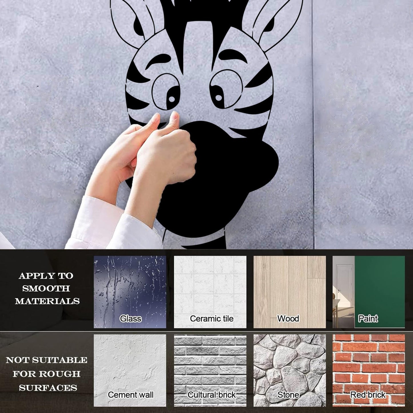 Funny Zebra Animal Kids Lettering Decals Equipped With Transfer Film Kit