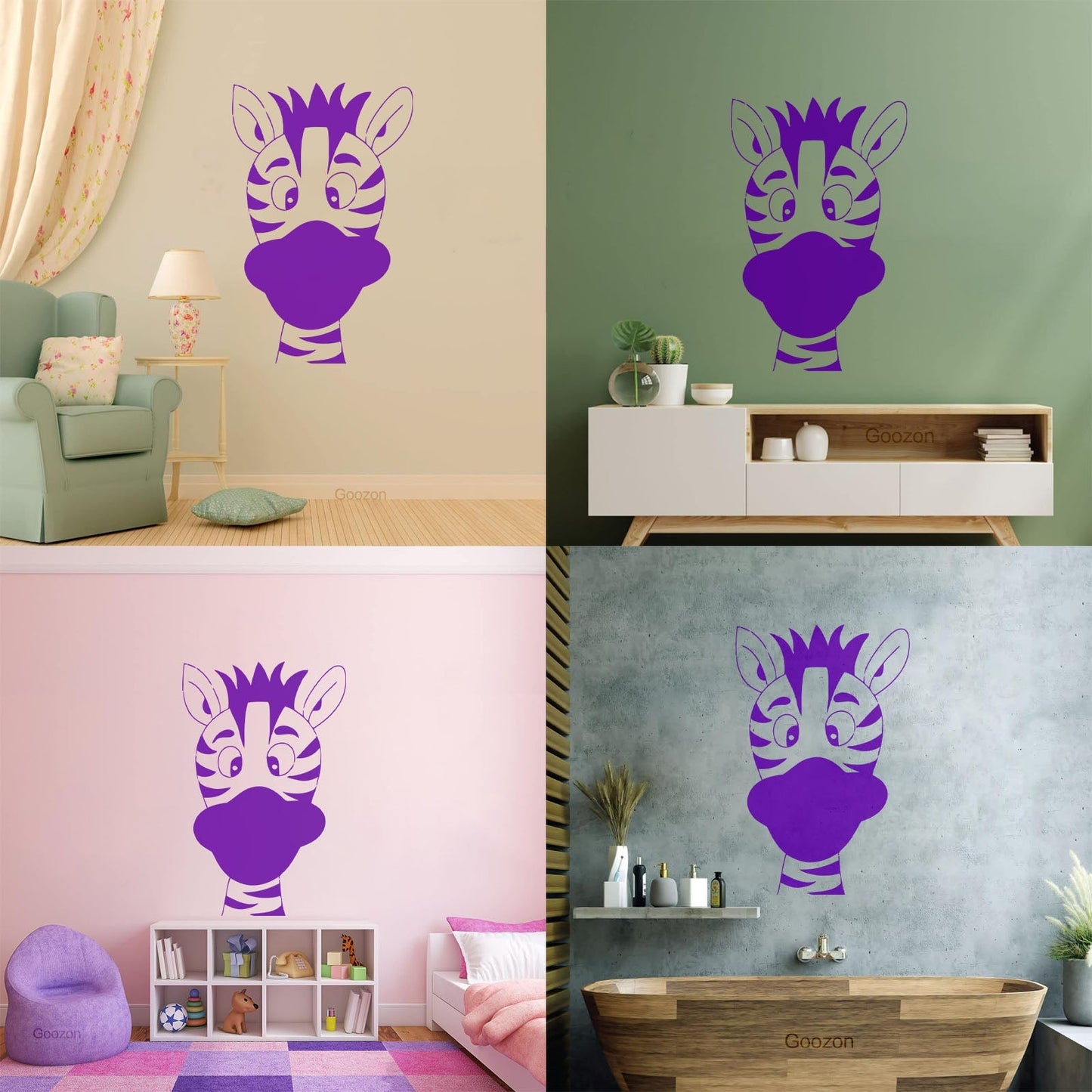 Funny Zebra Animal Kids Lettering Decals Equipped With Transfer Film Kit