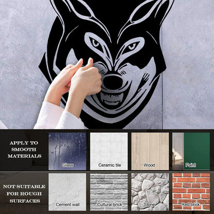 Wall Decals Paster Paper Grinning Wolf Predator Animal Tribal Multiple Size Options