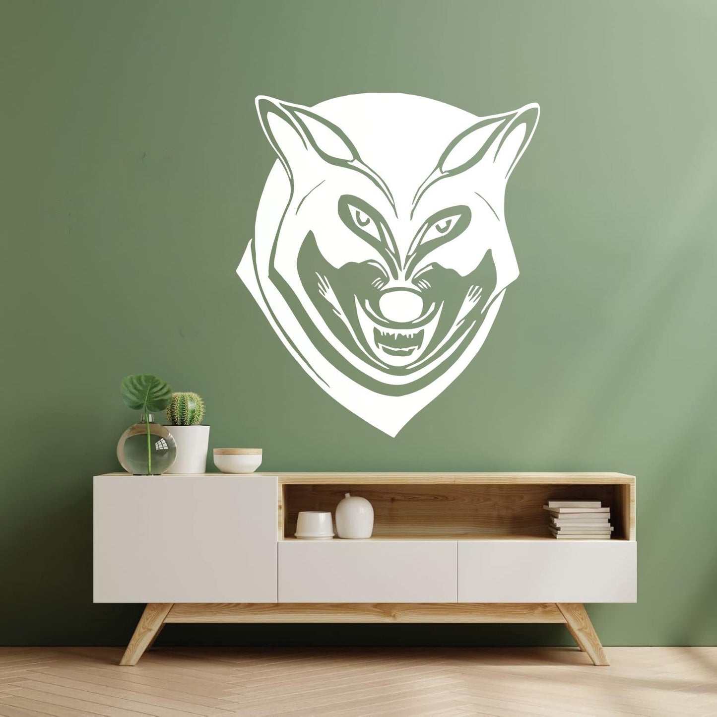 Wall Decals Paster Paper Grinning Wolf Predator Animal Tribal Multiple Size Options