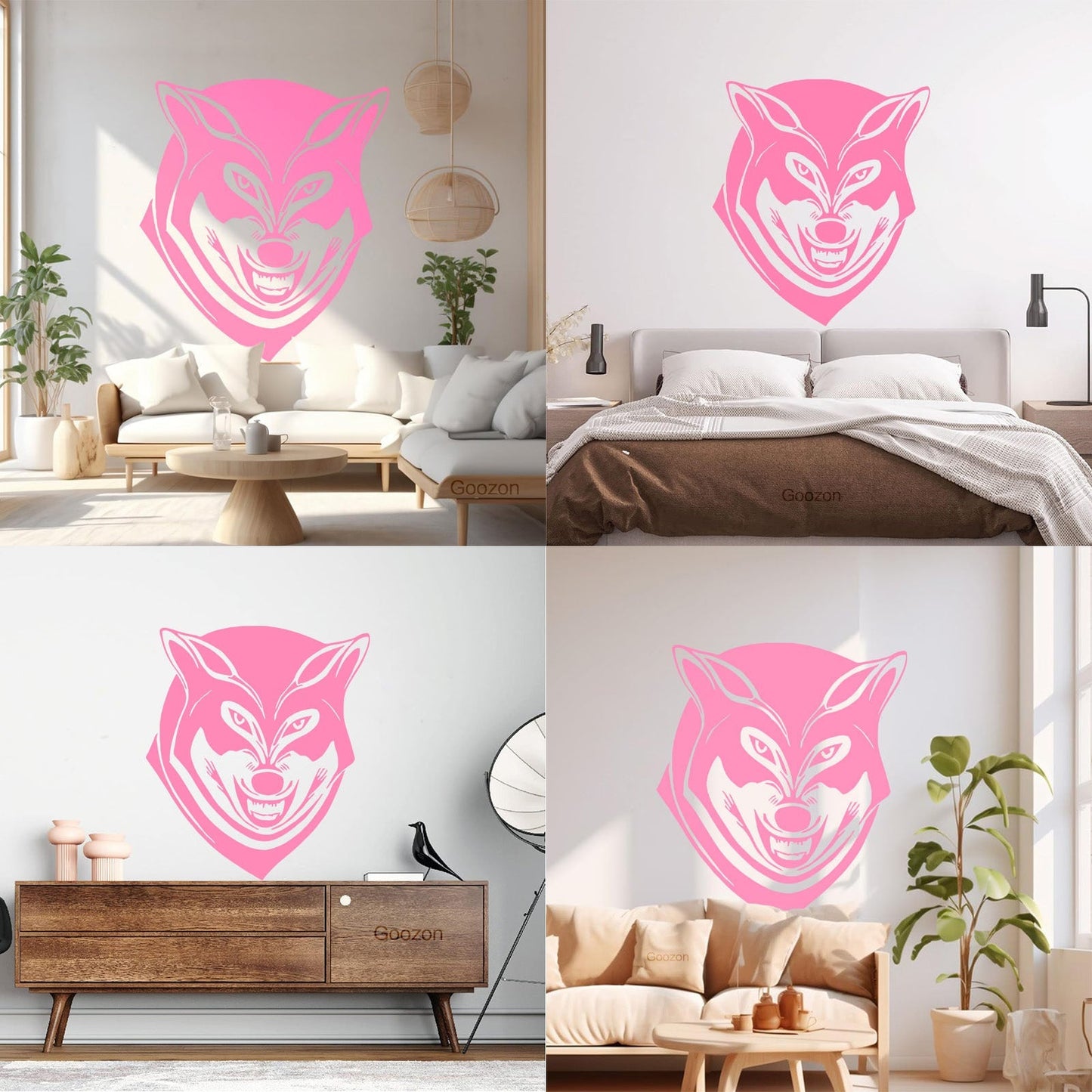 Wall Decals Paster Paper Grinning Wolf Predator Animal Tribal Multiple Size Options