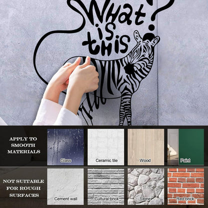 Joke Funny Zebra Animals Kids Fine Carving Decals Store Decoration