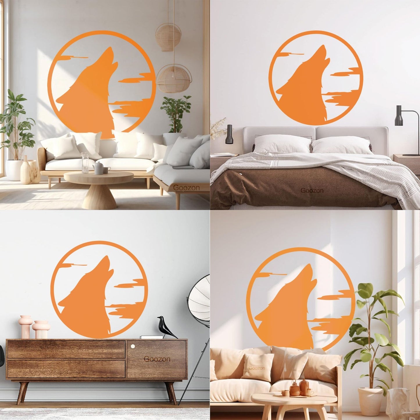 Lettering Decals Moon Wolf Howl Animal Werewolf Store Decoration
