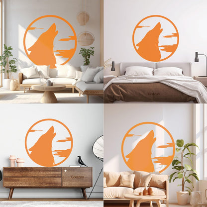 Lettering Decals Moon Wolf Howl Animal Werewolf Store Decoration
