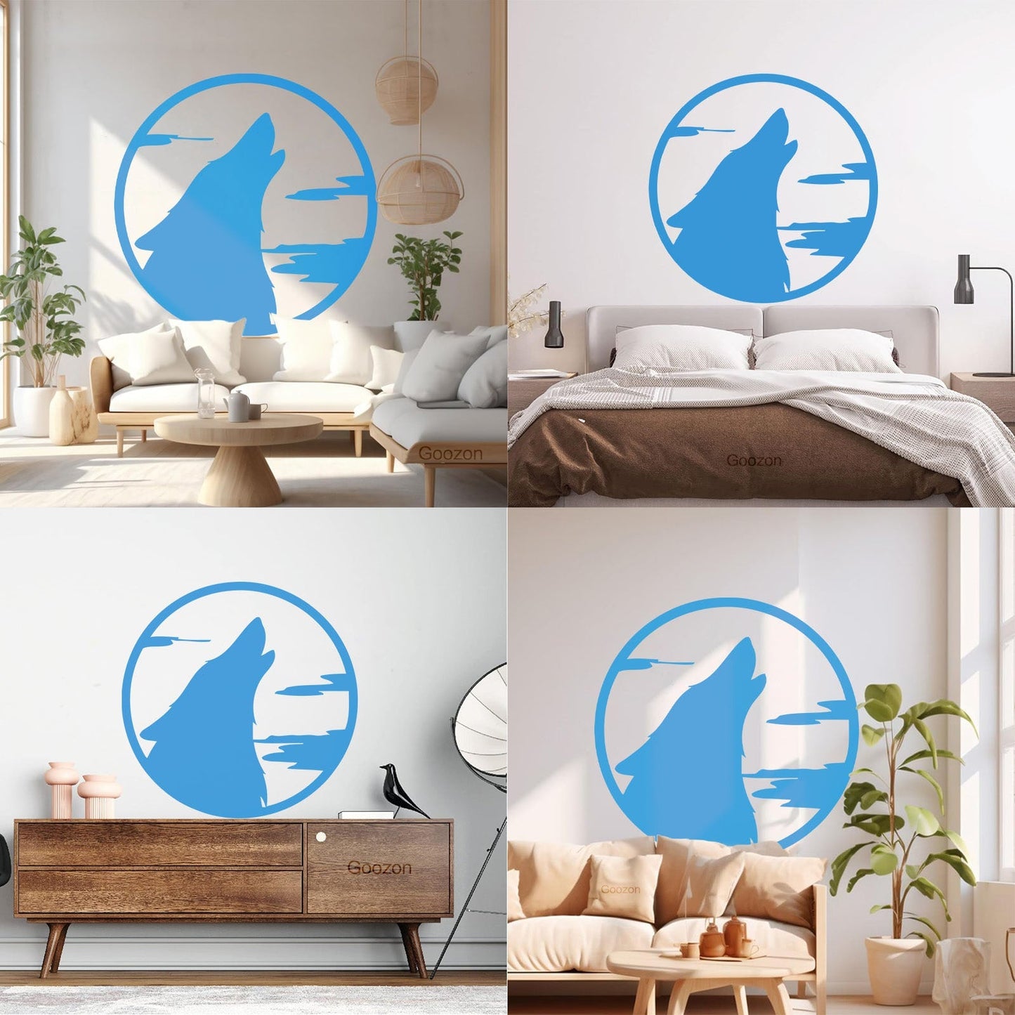 Lettering Decals Moon Wolf Howl Animal Werewolf Store Decoration