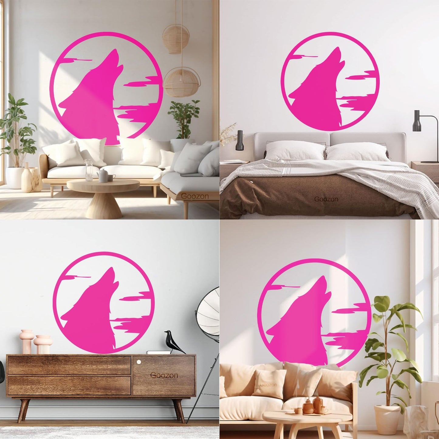 Lettering Decals Moon Wolf Howl Animal Werewolf Store Decoration