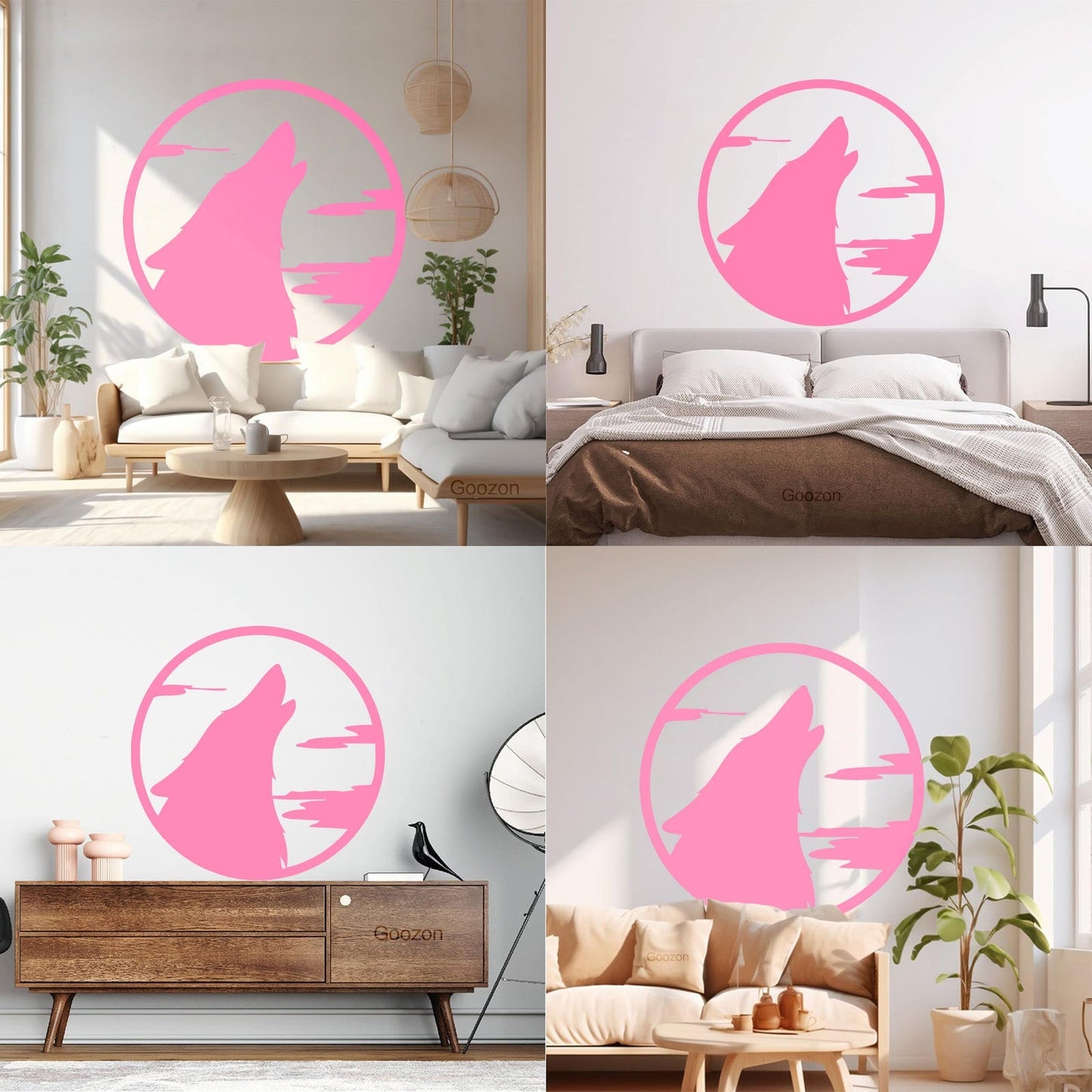 Lettering Decals Moon Wolf Howl Animal Werewolf Store Decoration