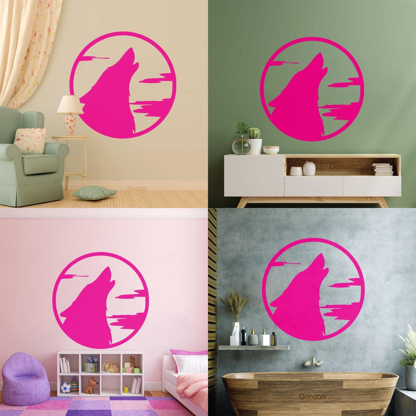 Lettering Decals Moon Wolf Howl Animal Werewolf Store Decoration