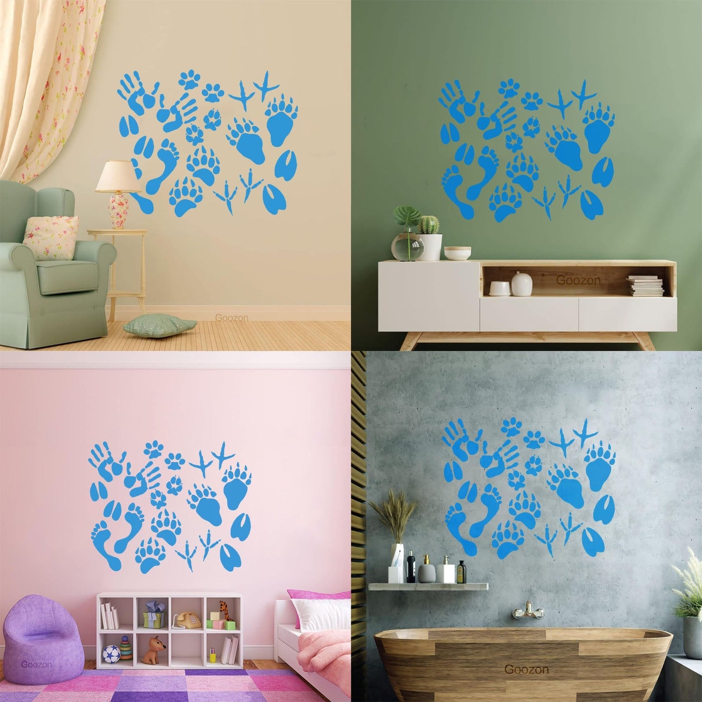 Vinyl Wall Decals Paw Prints Hand Animal Pet Kids Equipped With Transfer Film Kit