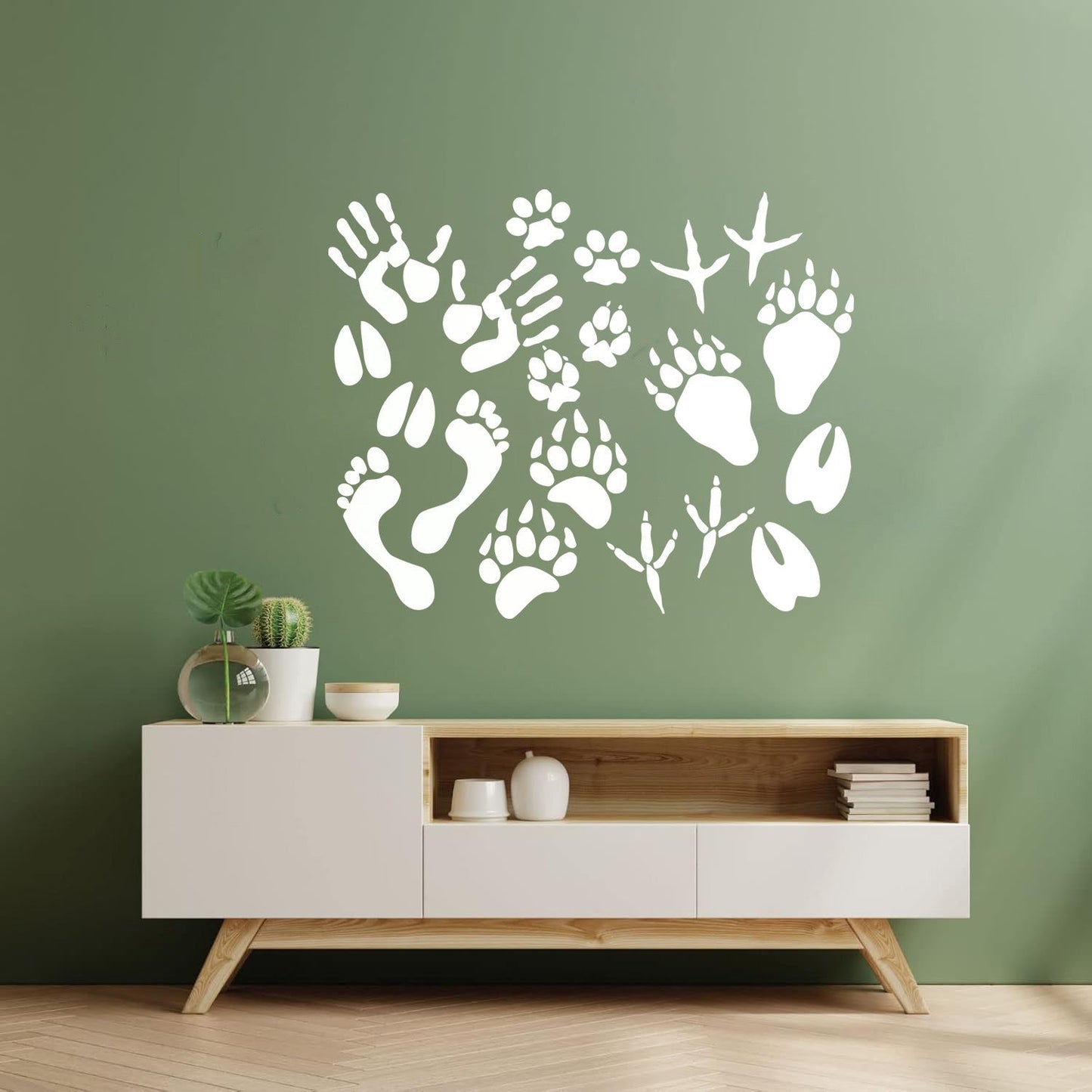 Vinyl Wall Decals Paw Prints Hand Animal Pet Kids Equipped With Transfer Film Kit