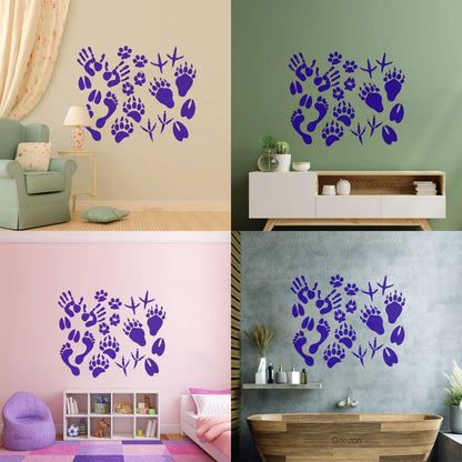 Vinyl Wall Decals Paw Prints Hand Animal Pet Kids Equipped With Transfer Film Kit