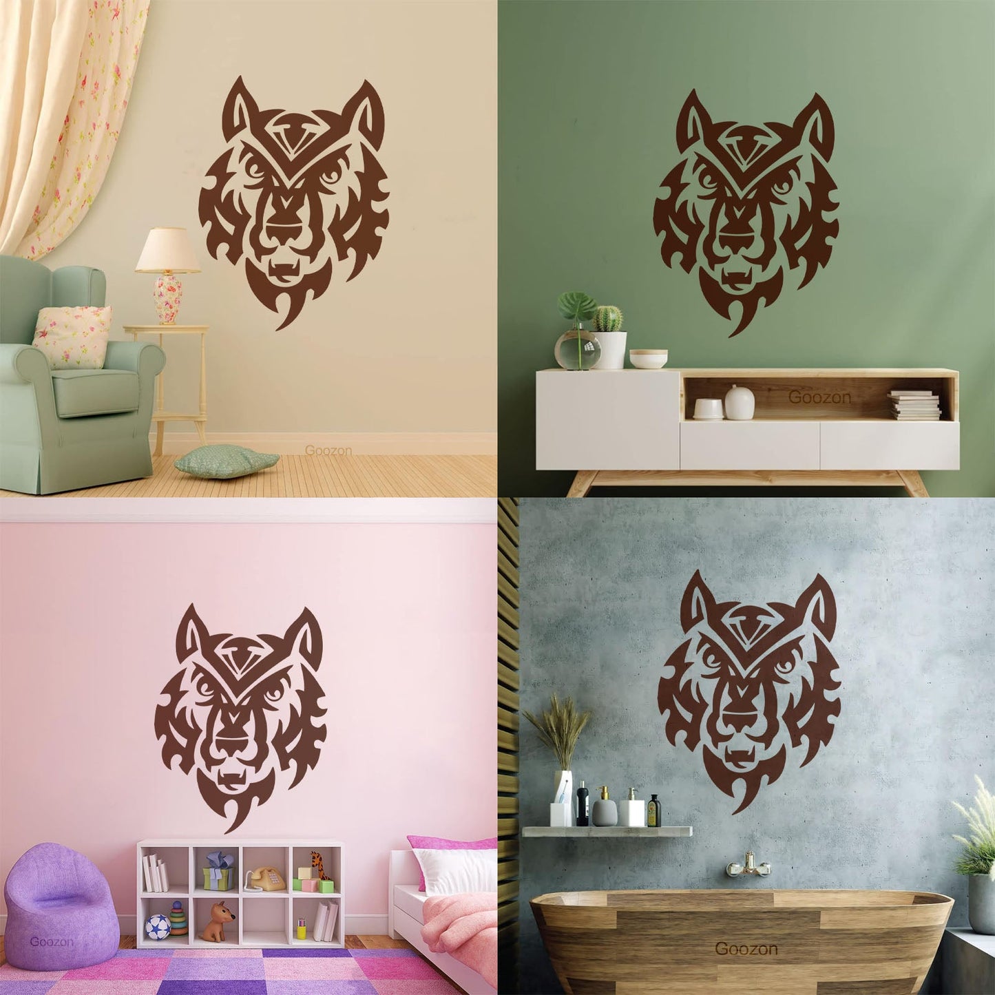 Wall Decals Wolf Head Predator Animal Tribal Glass Stickers