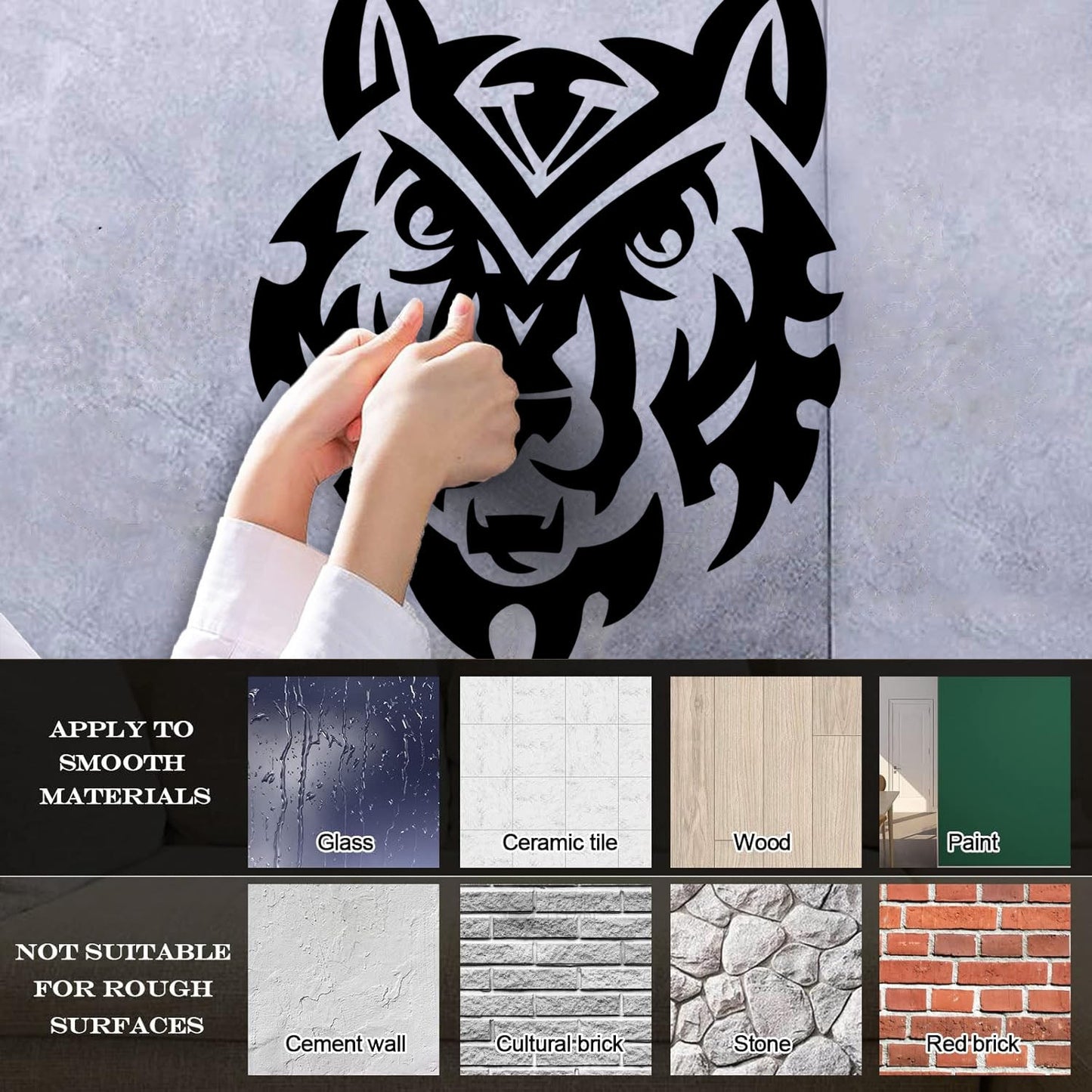 Wall Decals Wolf Head Predator Animal Tribal Glass Stickers