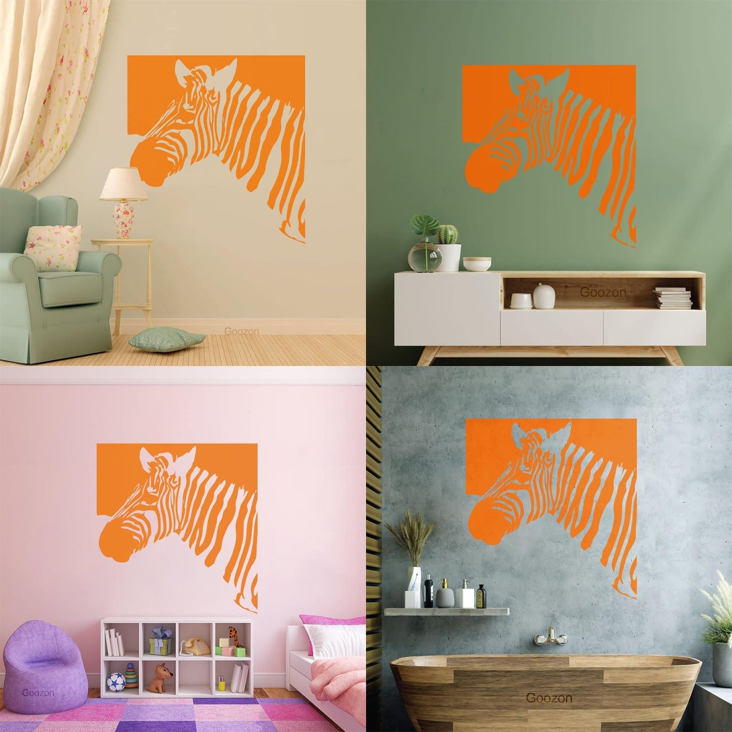 Mural And Wall Vinyl Decal Zebra Animal Modern Style Removable Without Leaving Glue