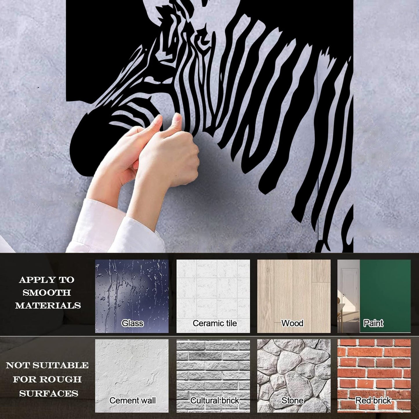 Mural And Wall Vinyl Decal Zebra Animal Modern Style Removable Without Leaving Glue